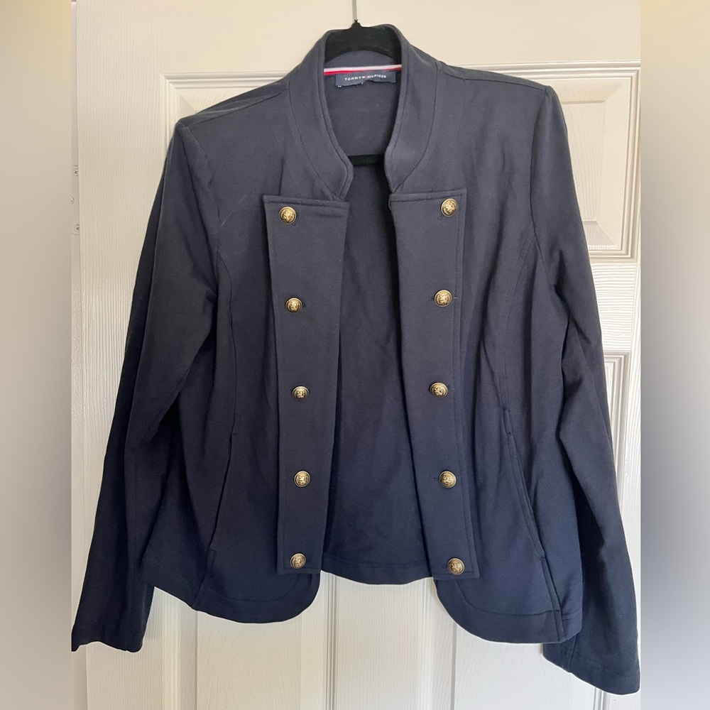 Tommy Hilfiger Navy Military Style Jacket with brass buttons. Size L. $75